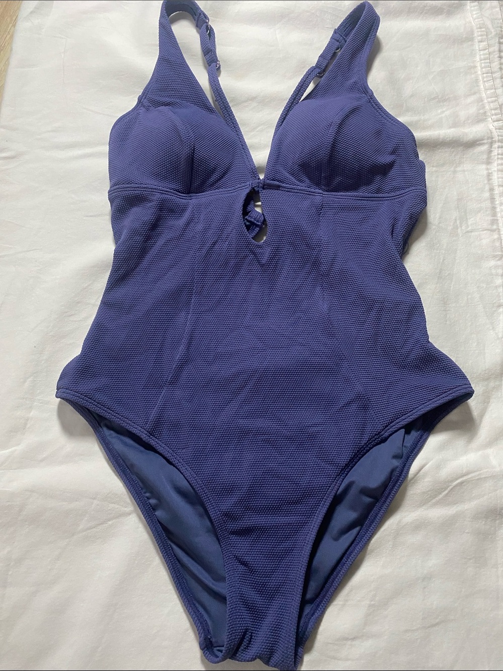 Women’s Textured One-Piece Swimsuit in Purple with Front Keyhole